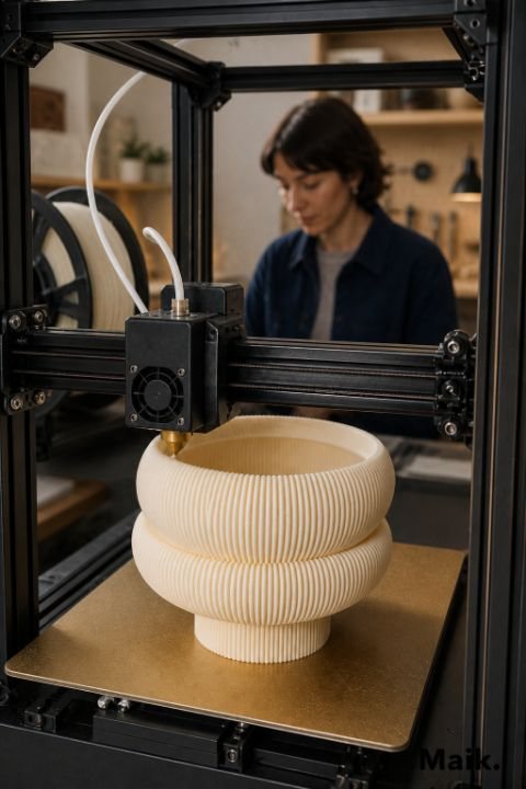 Callipers checking a lattice piece mid-print
